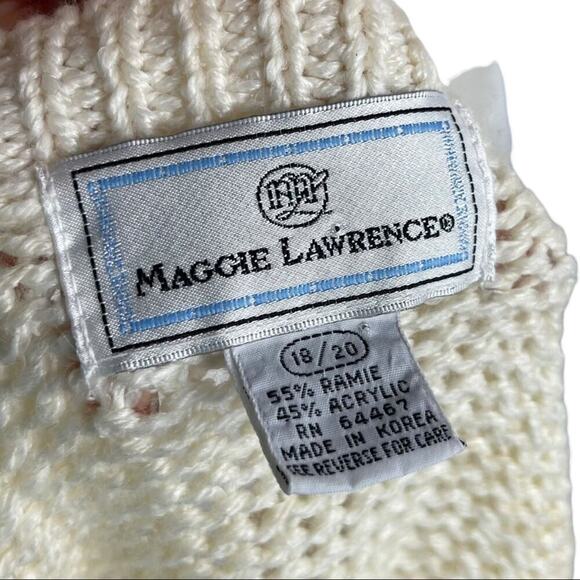 VTG Maggie Lawrence Fringed Knit Cardigan Women’s 80s Floral Pattern Size 18/20 - Picture 4 of 15